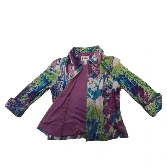 Joseph Ribkoff Water  Colour Lined jacket With 3/4 Length Rolled Sleeve 6 - Picture 7 of 11